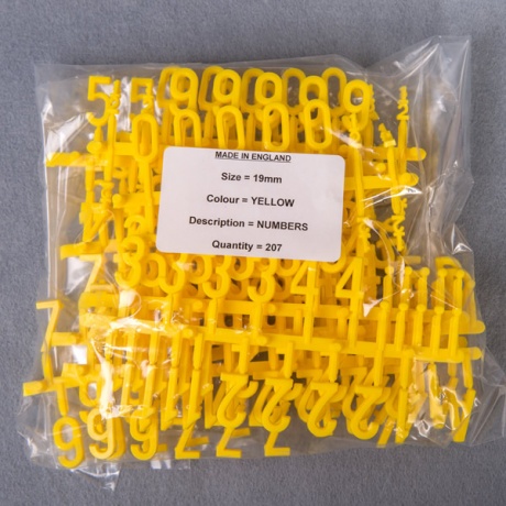 Yellow Econ 19mm Peg Letter Character Sets